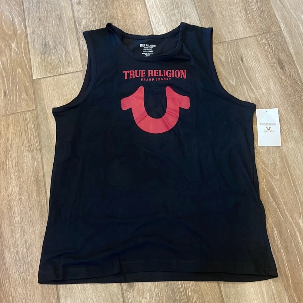 XL True Religion Sleeveless Black/Red Tank Top Size XL